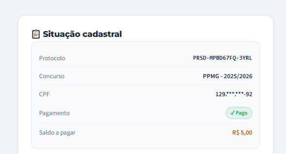 Situação cadastral com status Pago